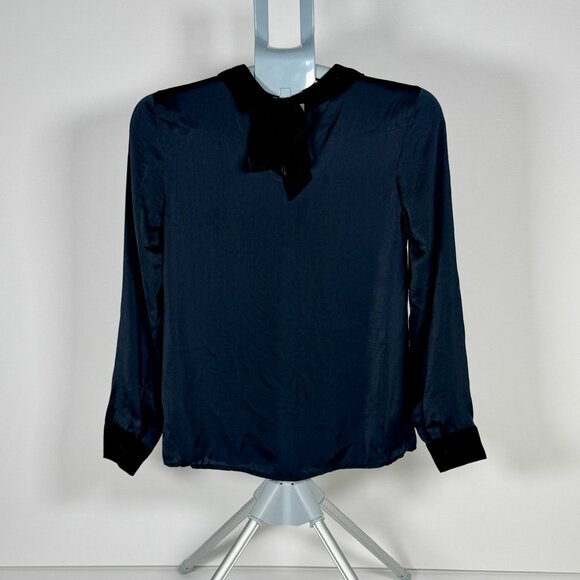 Modcloth Deep Navy Blouse with Beaded Collar Detail - Picture 4 of 9